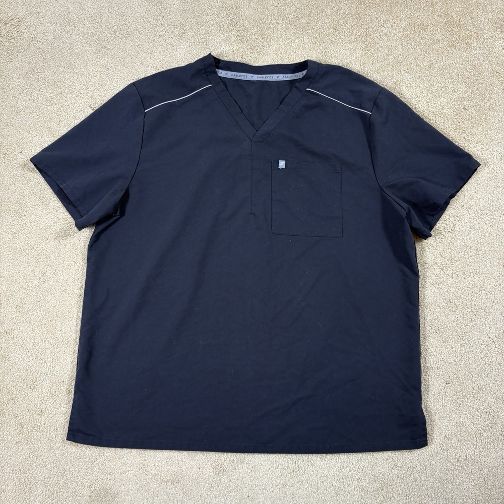 Fabletics Men Black V-Neck Short Sleeve Scrub Top Shirt XXL